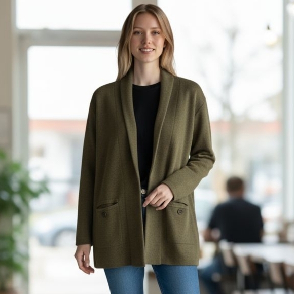 J. Crew Jackets & Blazers - J. Crew Camille sweater-blazer shawl collar AL234 Women's Small Green Wool Blend